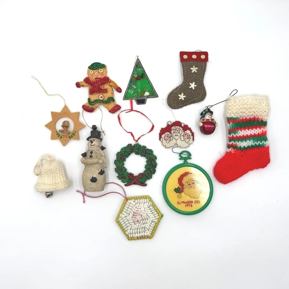 Christmas Ornament‎ Lot 12 Vintage Style Holiday Decorations Gingerbread Snowman